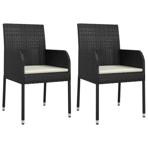 Havestole med hynder 2 stk. polyrattan sort