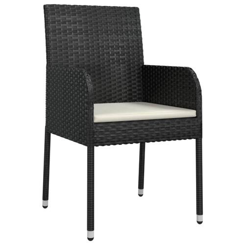 Havestole med hynder 2 stk. polyrattan sort