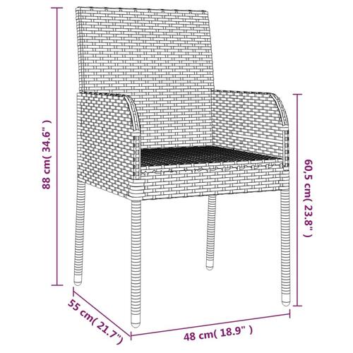 Havestole med hynder 2 stk. polyrattan sort