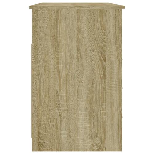 Skrivebord m. skuffer 102x50x76 cm konstrueret træ sonoma-eg