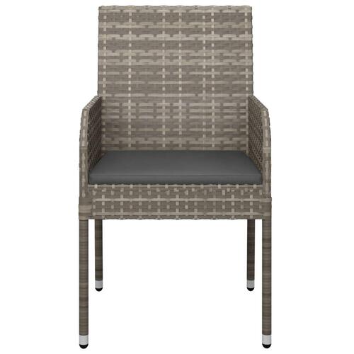 Havestole med hynder 2 stk. polyrattan grå