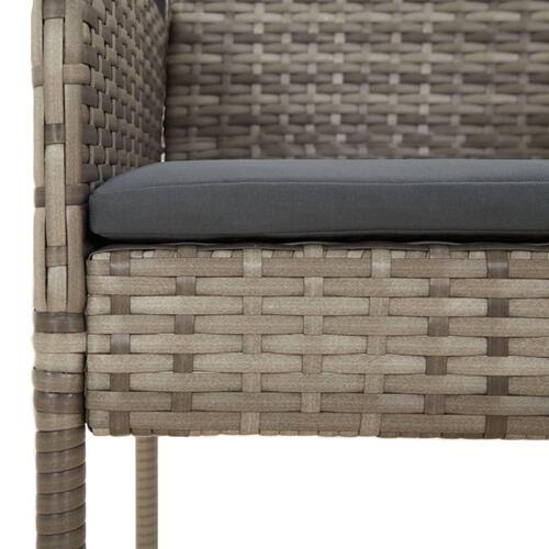 Havestole med hynder 2 stk. polyrattan grå