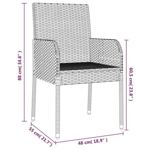 Havestole med hynder 2 stk. polyrattan grå