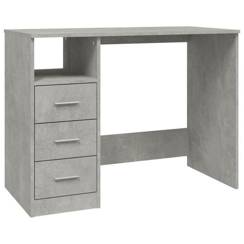 Skrivebord m. skuffer 102x50x76 cm konstrueret træ betongrå