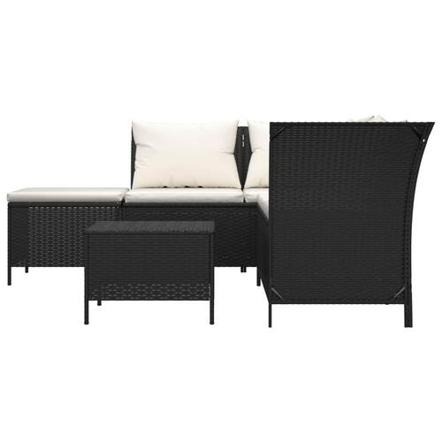 Loungesæt til haven 4 dele med hynder polyrattan sort