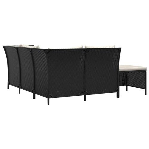 Loungesæt til haven 4 dele med hynder polyrattan sort