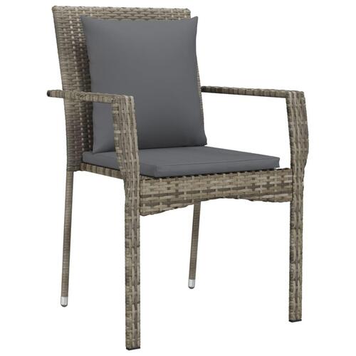 Havestole med hynder 2 stk. polyrattan grå