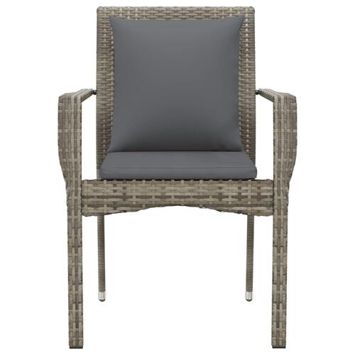 Havestole med hynder 2 stk. polyrattan grå