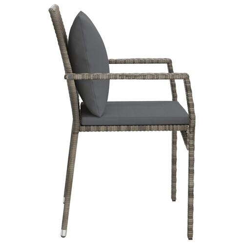 Havestole med hynder 2 stk. polyrattan grå