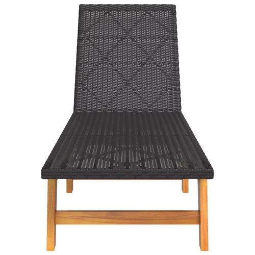 Liggestol polyrattan og massivt akacietræ sort og brun
