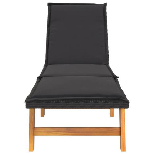 Liggestol med hynde polyrattan og massivt akacietræ