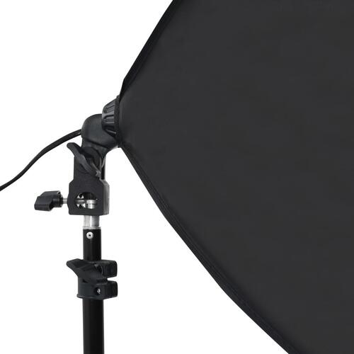 Fotostudiesæt med softbox-lamper og baggrund