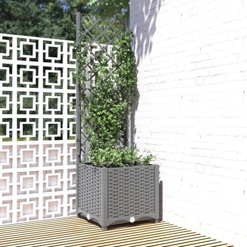 Plantekasse med espalier 40x40x136 cm PP lysegrå