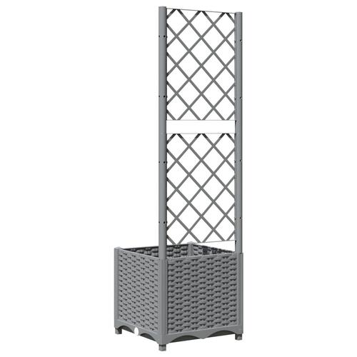 Plantekasse med espalier 40x40x136 cm PP lysegrå