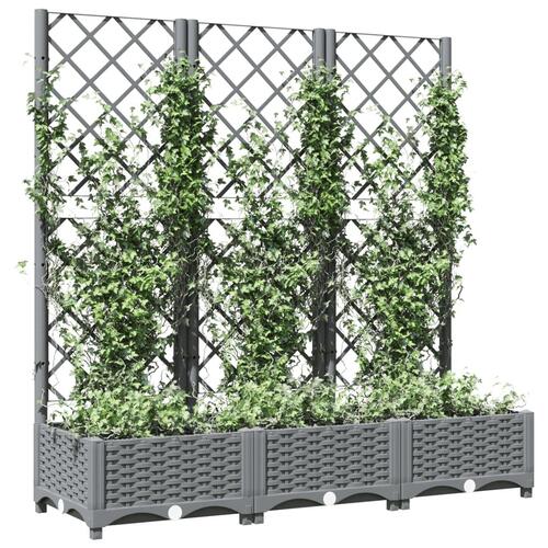 Plantekasse med espalier 120x40x121,5 cm PP lysegrå