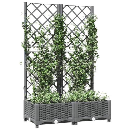 Plantekasse med espalier 80x40x121,5 cm PP lysegrå