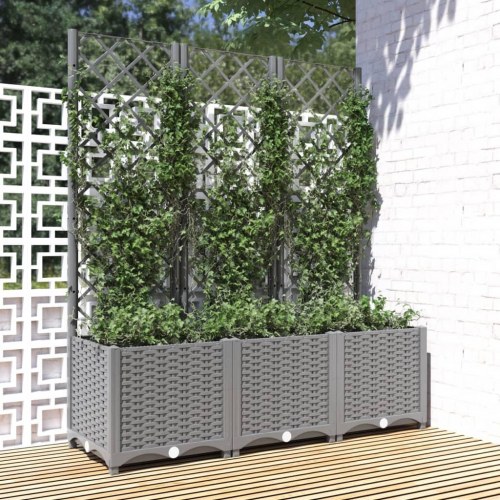 Plantekasse med espalier 120 x 40 x 136 cm - lysegrå