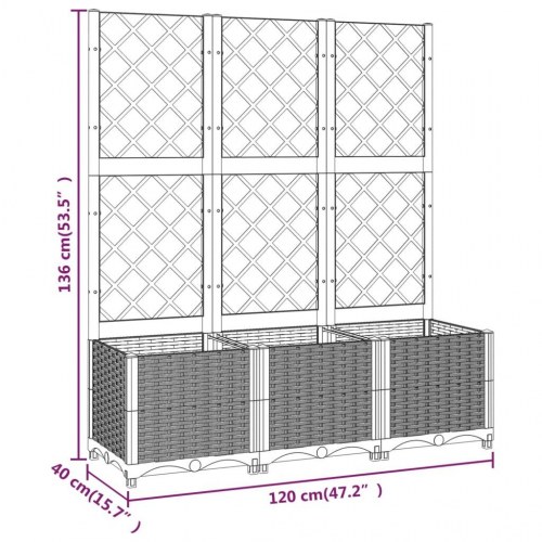 Plantekasse med espalier 120 x 40 x 136 cm - lysegrå