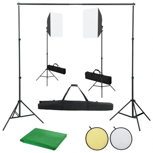 Fotostudiesæt med lampesæt +baggrund og reflektor