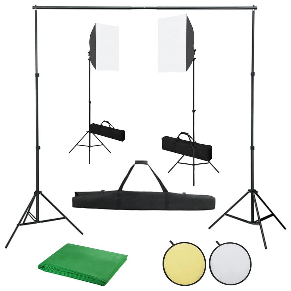 Fotostudiesæt med lampesæt +baggrund og reflektor