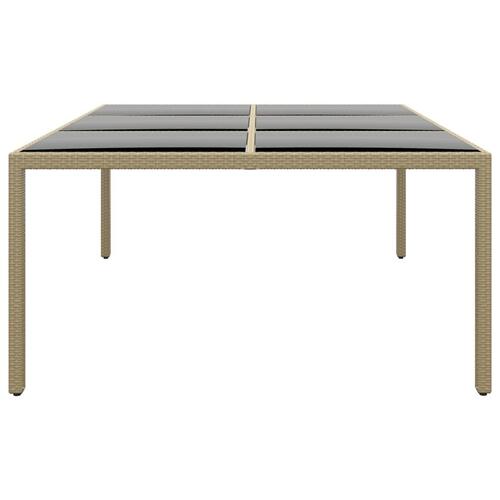 Havebord 200x150x75 cm hærdet glas og polyrattan beige