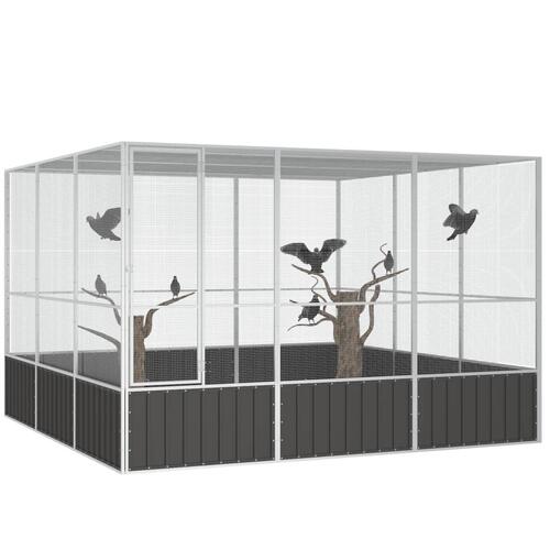 Fuglebur 302,5x324,5x211,5 cm galvaniseret stål antracitgrå