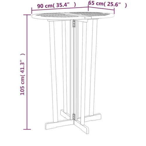Foldbart barbord 90x65x105 cm massivt teaktræ