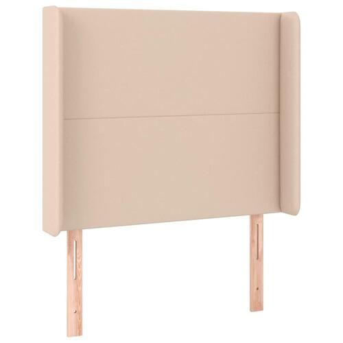 Sengegavl med LED-lys 103x16x118/128 cm kunstlæder cappuccino