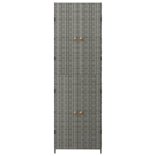 Opbevaringsskab til haven 59x40x180 cm polyrattan grå