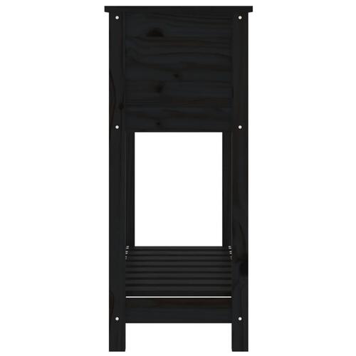 Plantekasse med hylde 82,5x34,5x81 cm massivt fyrretræ sort