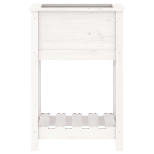 Plantekasse med hylde 54x34,5x81 cm massivt fyrretræ hvid