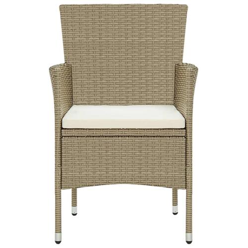 Spisebordssæt til haven 11 dele polyrattan beige