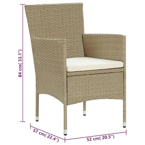 Spisebordssæt til haven 11 dele polyrattan beige