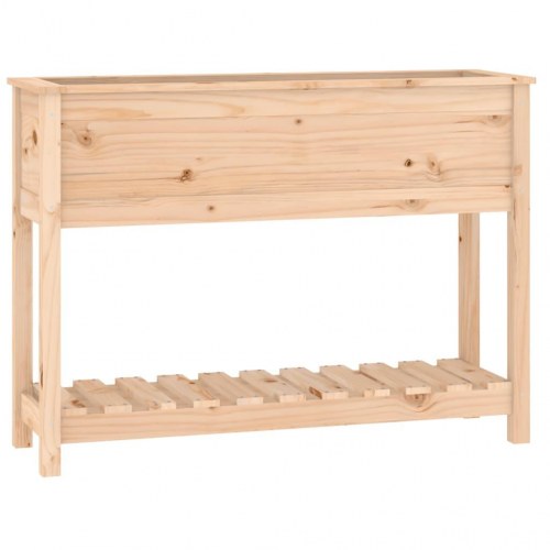 Plantekasse med hylde i massivt fyrretræ - 111,5 x 34,5 x 81 cm
