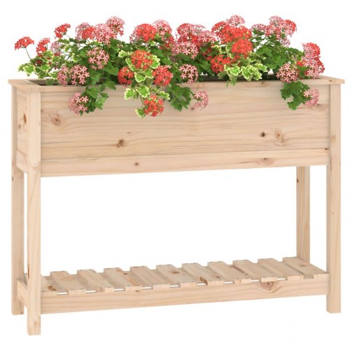 Plantekasse med hylde i massivt fyrretræ - 111,5 x 34,5 x 81 cm