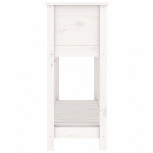 Plantekasse med hylde 111,5x34,5x81 cm massivt fyrretræ hvid
