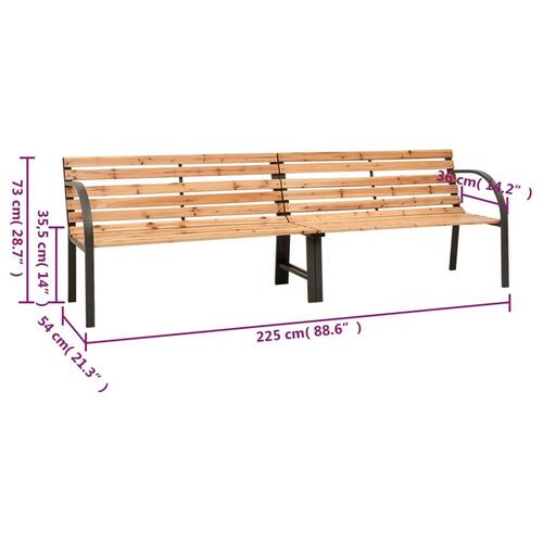 Dobbelt havebænk 225 cm massivt grantræ