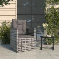 Havestol med hynder polyrattan grå