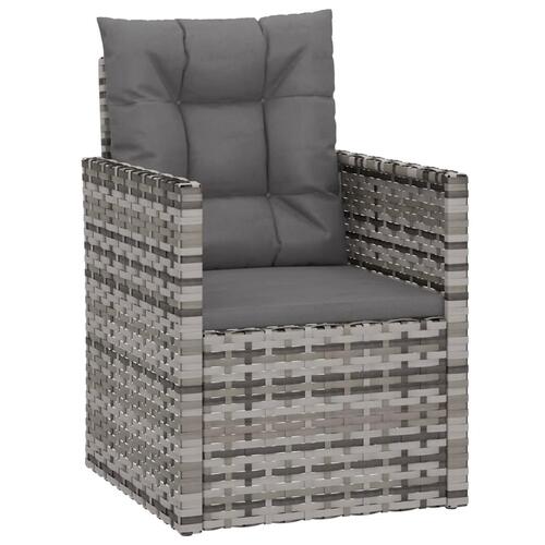 Havestol med hynder polyrattan grå