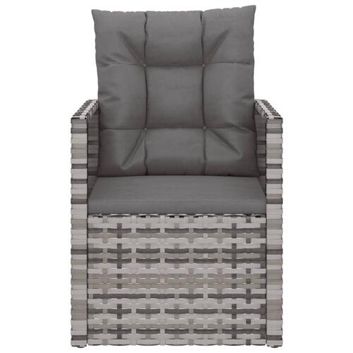 Havestol med hynder polyrattan grå