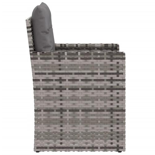 Havestol med hynder polyrattan grå