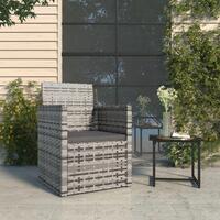 Havestol med hynde polyrattan grå