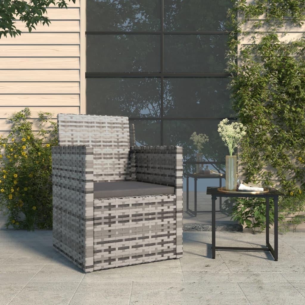 Havestol med hynde polyrattan grå