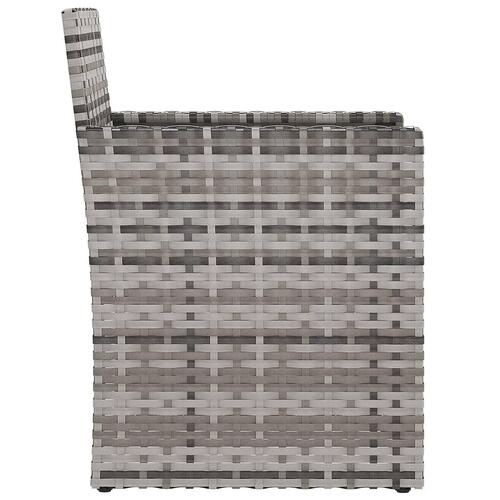 Havestol med hynde polyrattan grå