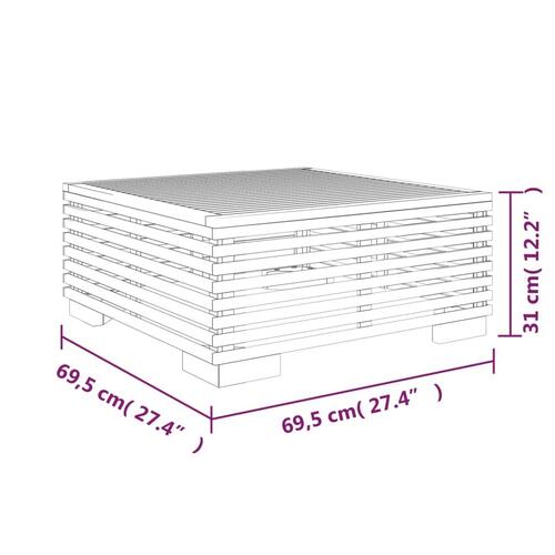 Sofabord til haven 69,5x69,5x31 cm massivt teaktræ