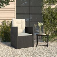 Havestol med hynder polyrattan sort