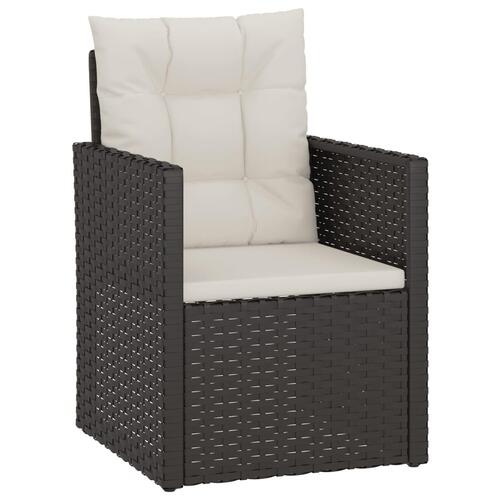 Havestol med hynder polyrattan sort
