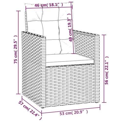 Havestol med hynder polyrattan sort