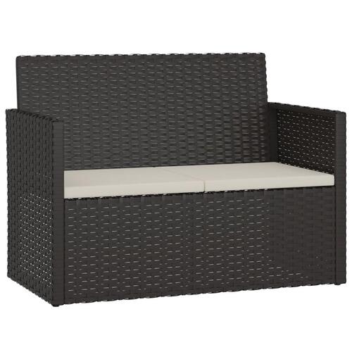 Havebænk med hynder 105 cm polyrattan sort
