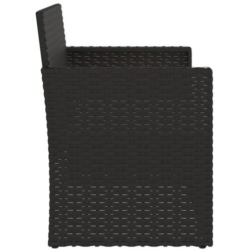 Havebænk med hynder 105 cm polyrattan sort